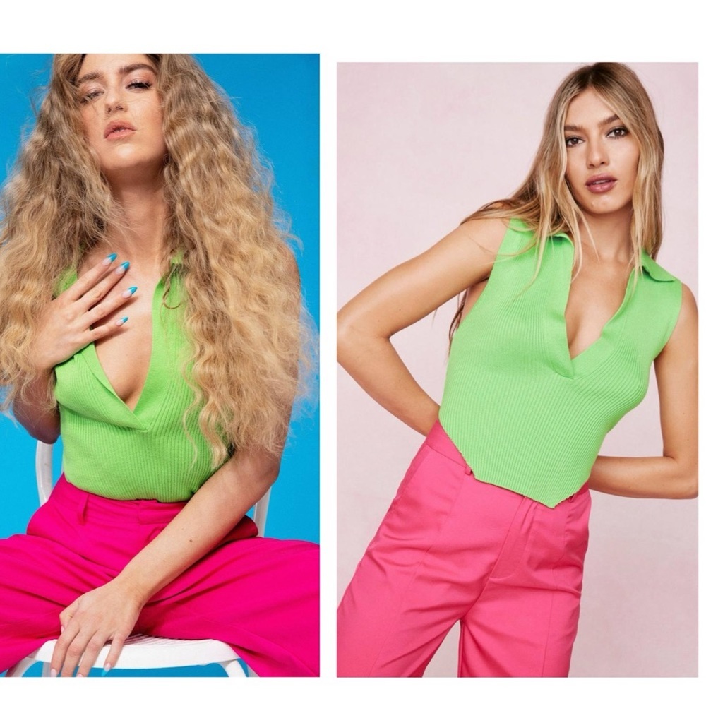Nasty Gal knitted asymmetric hem sleeveless top